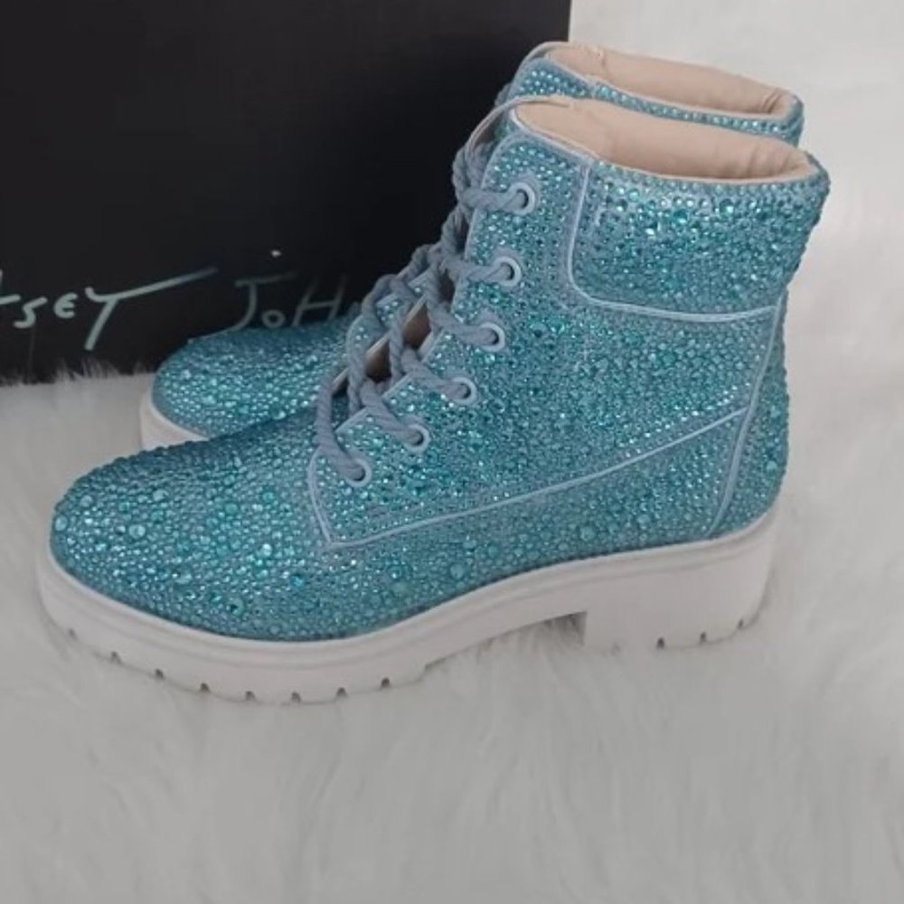 Betsey Johnson Hudson Jewel Embellished Platform Boot Women's Size 7M